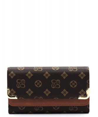 Monogram Trifold Cellphone Wallet CS016 BROWN TAN